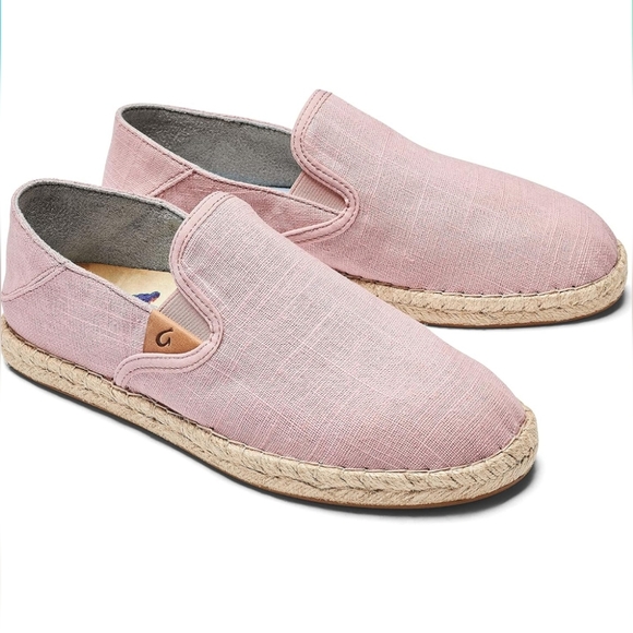 OluKai Shoes - OluKai Kaula Pa'A Kapa Slip On Sneaker Rose Sea Salt Linen Canvas - 8